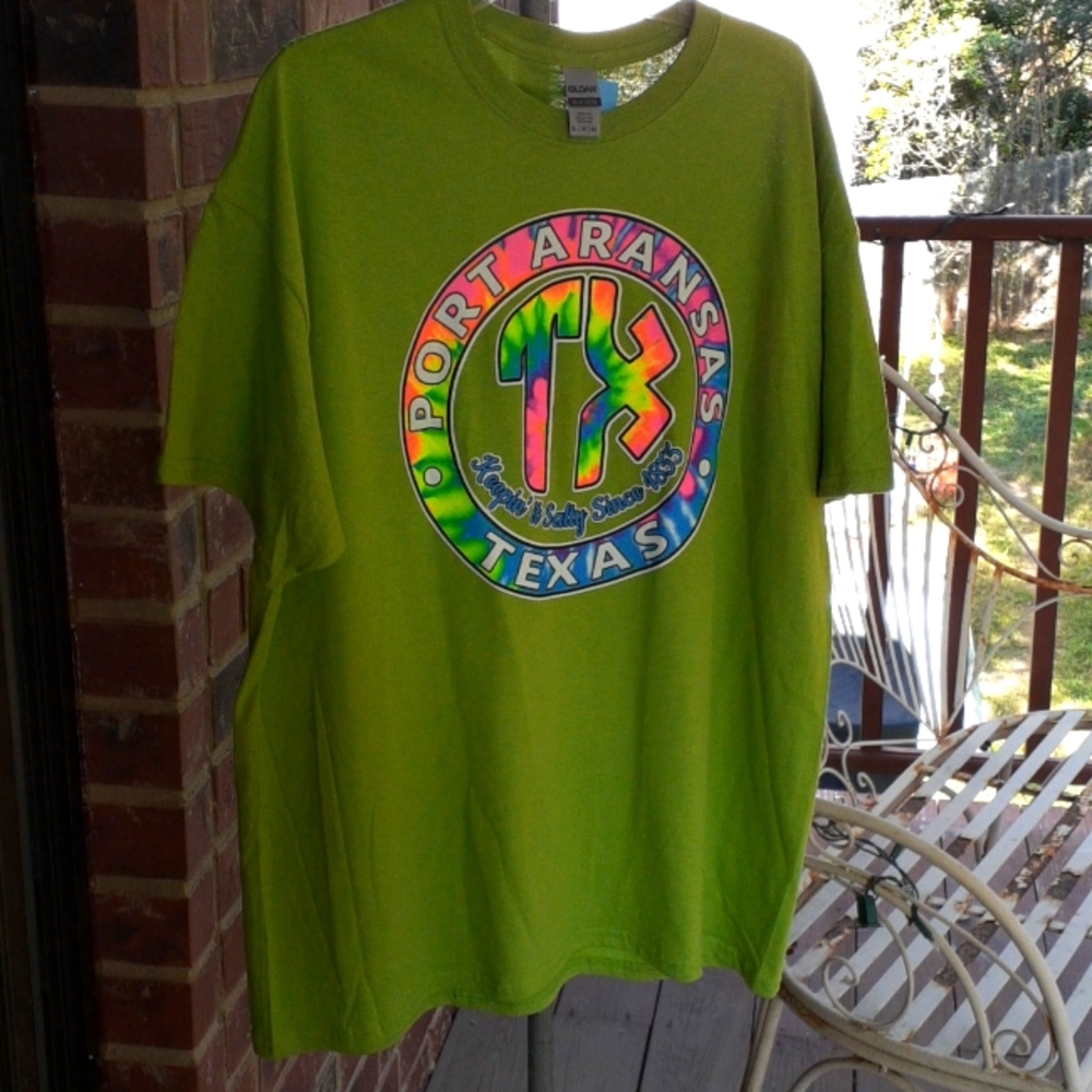 New Port Aransas Texas XL  t-shirts aka Port A 100% cotton, lime green